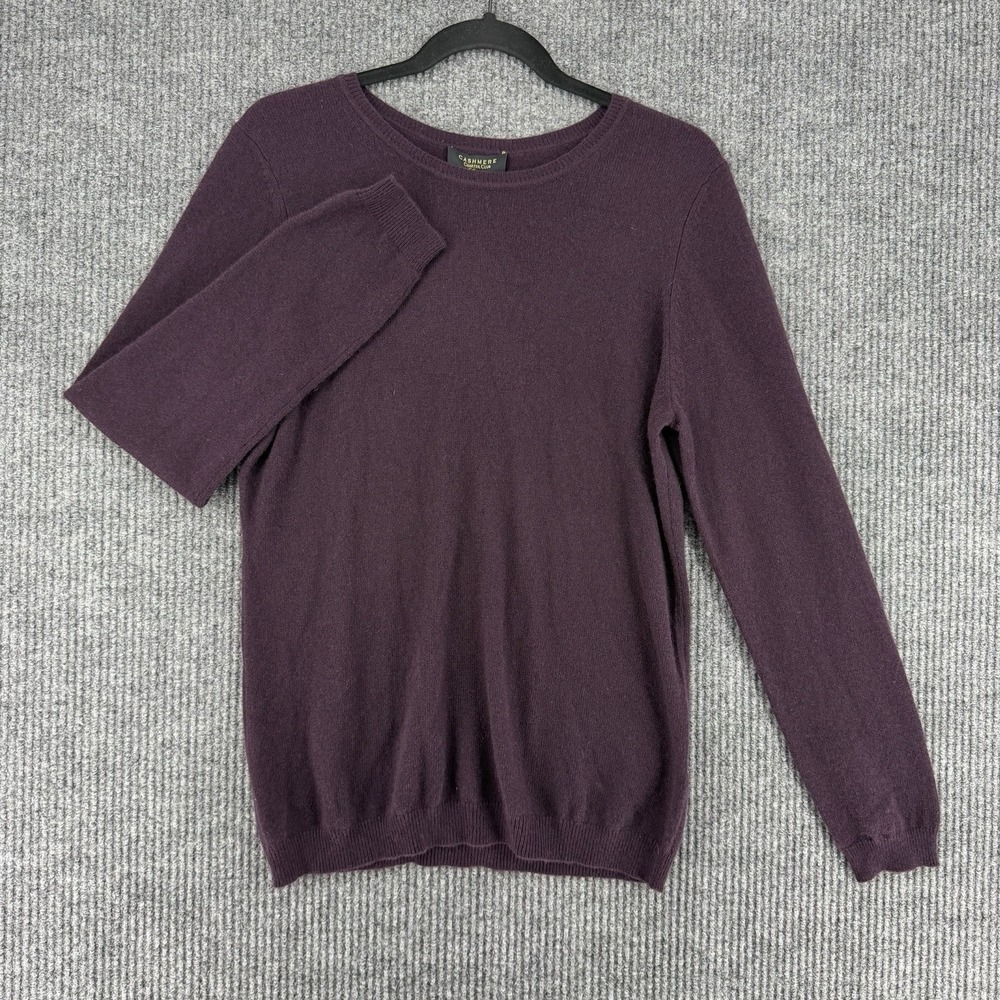 Charter Club 100% cashmere crewneck sweater plum purple luxury NWT women Large